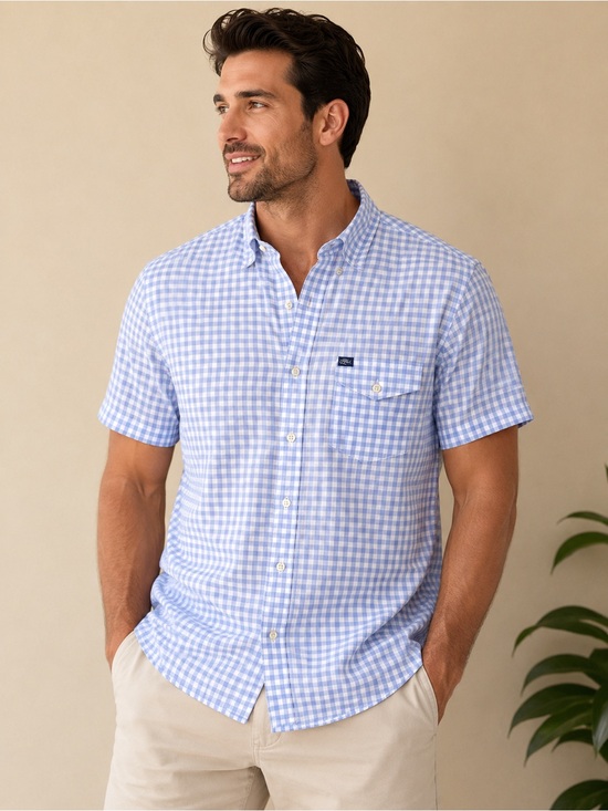 Ralph Lauren Other - Ralph Lauren Classic Fit Blue Gingham Short Sleeve Button-Up Shirt Men’s Medium